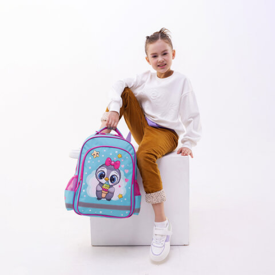 Рюкзак школьный 1 отделение, 3 кармана, 38x28х14 см, ПИФАГОР SCHOOL "Smart penguin", 271403