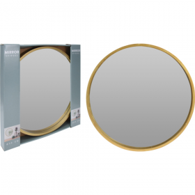 Зер­ка­ло на­стен­ное «GreenDeco» круг­лое, де­ре­вян­ная рама, C37008350, зо­ло­той, 30 см