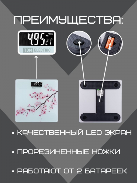 Весы напольные электронные бытовые для измерения веса тела