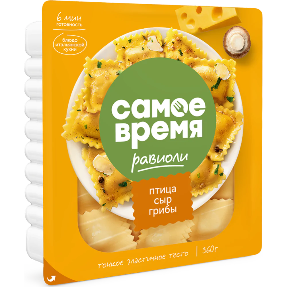 Равиоли «Самое время» с филе птицы, сыром и грибами, замороженные, 360 г  купить в Минске: недорого в интернет-магазине Едоставка