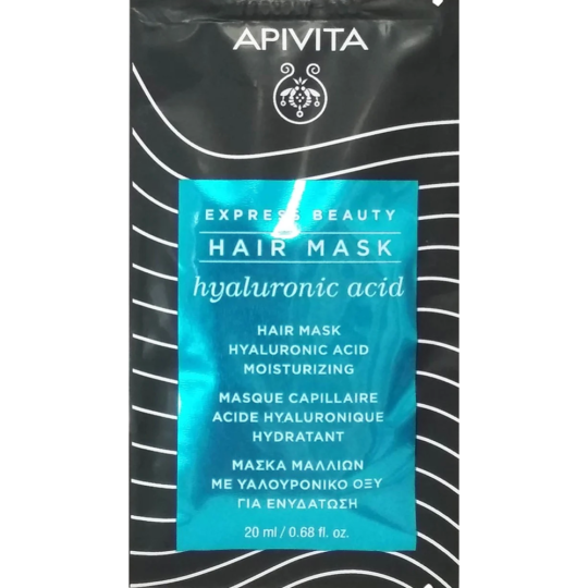 Маска для волос «APIVITA» Hyaluronic Acid Moisturizing, с гиалуроновой кислотой, 20 мл