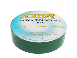 Лента изоляционная LXSC040 (изолента) зеленая 25м/19мм упаковка 10 штук