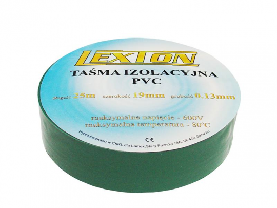 Лента изоляционная LXSC040 (изолента) зеленая 25м/19мм упаковка 10 штук