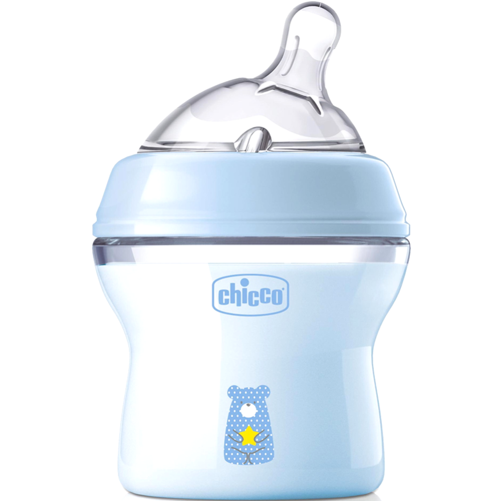 Бутылочка «Chicco» Natural Feeling, с силиконовой соской, голубой, 00081311200000, 150 мл