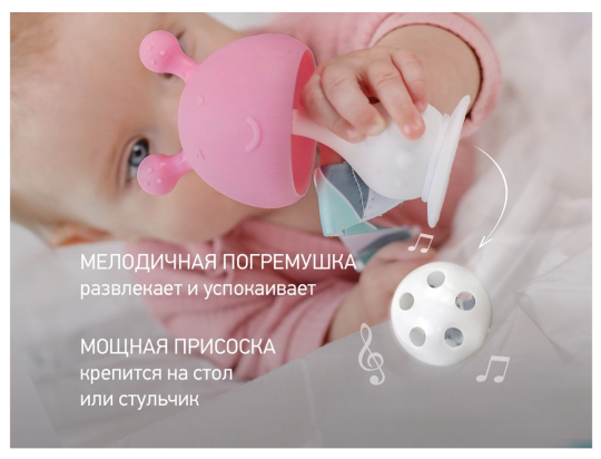 Прорезыватель Roxy Kids MUSHROOM с держателем в футляре розовый