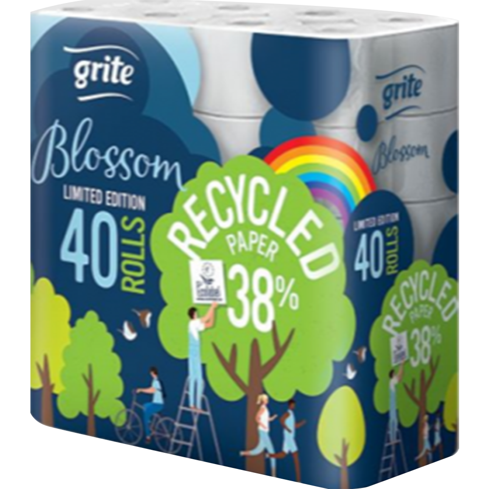 Туалетная бумага «Grite» Blossom, трехслойная, 40 рулонов