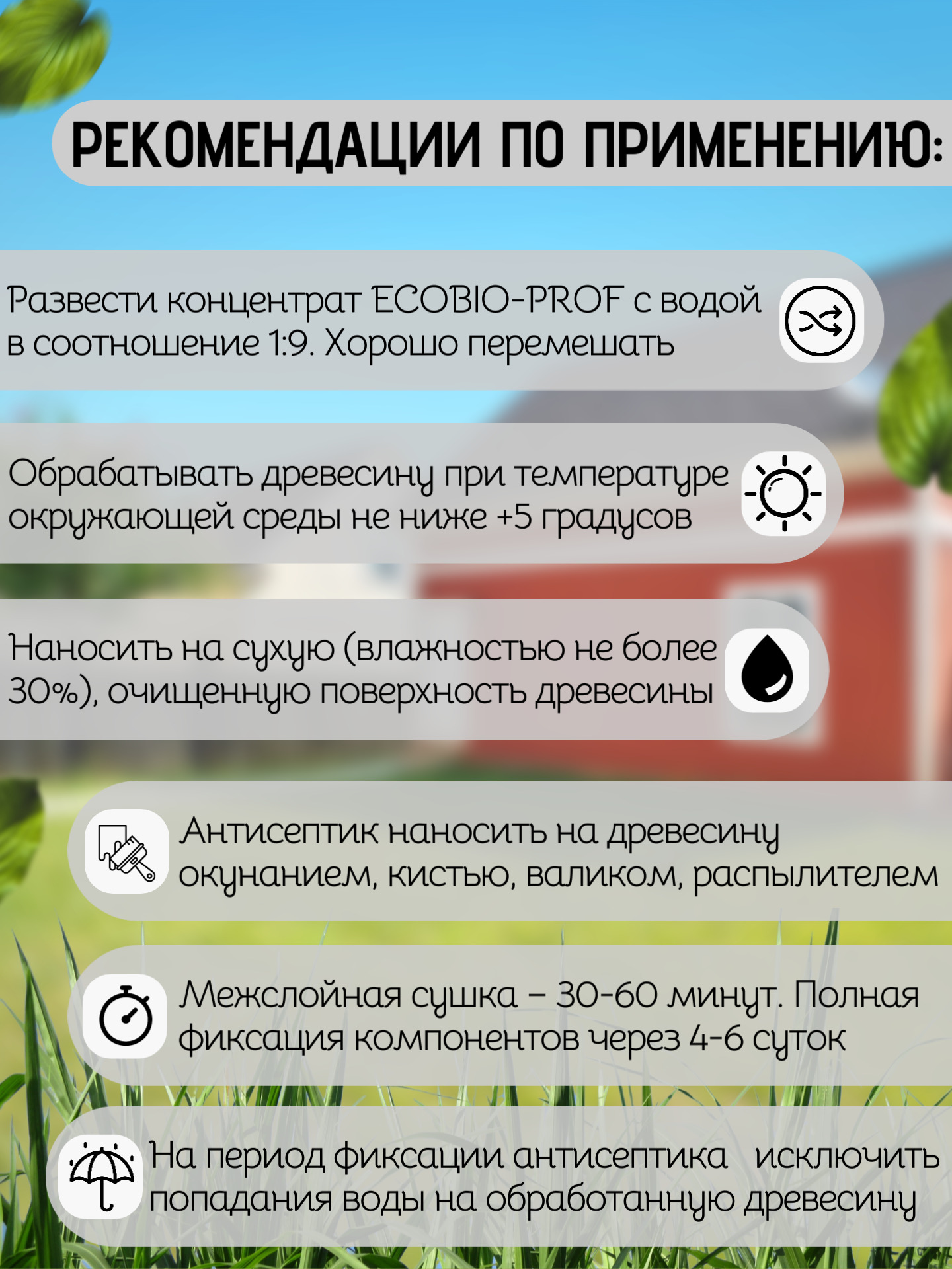 Антисептик для защиты древесины WOULDLIFE ECOBIO-PROF (концентрат 1:9, 10 л готового раствора), 1 л