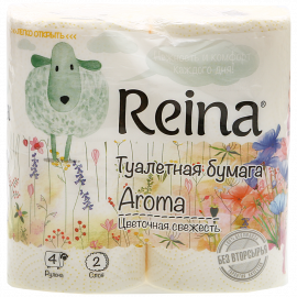 Туалетная бумага «Reina» Aroma, цветочная свежесть, 4 рулона