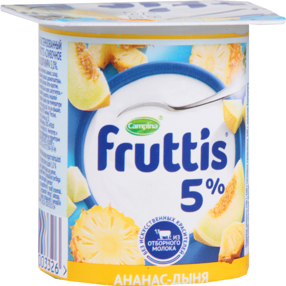 Йогуртный продукт «Fruttis» ананас-дыня, персик-маракуйя, 5%, 115 г #0