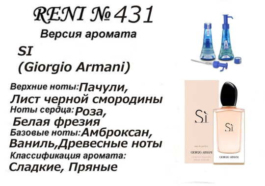 Наливная парфюмерия Reni #431 Аромат направления Si (Giorgio Armani) 30 мл. (копия) (копия)