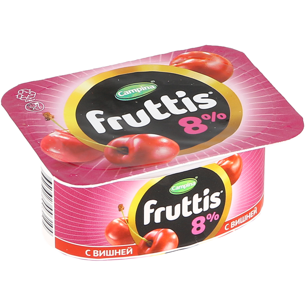 Йо­гурт­ный про­дукт «Fruttis» персик-ма­ра­куйя, вишня, 8%, 115 г