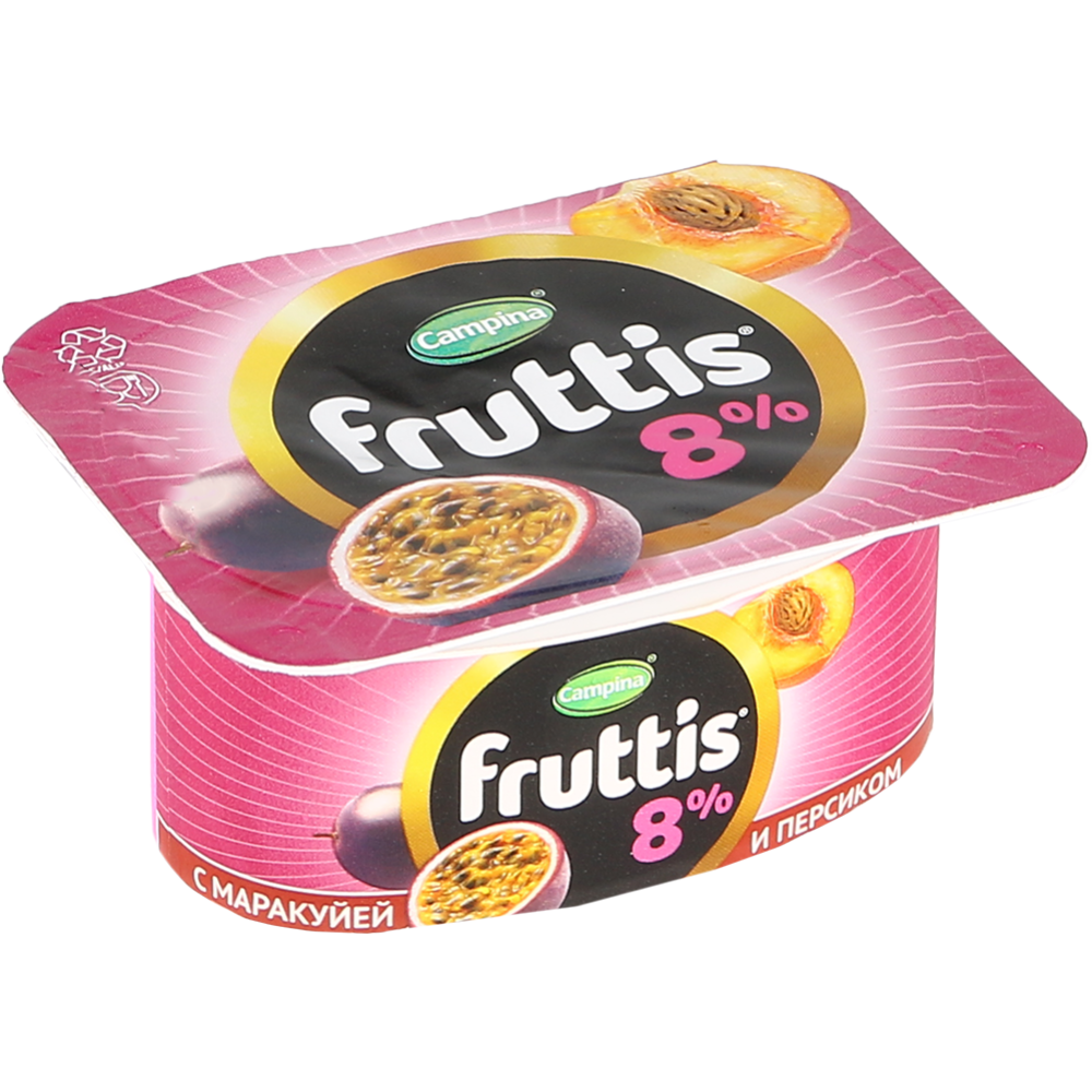 Йогуртный продукт «Fruttis» персик-маракуйя, вишня, 8%, 115 г #1