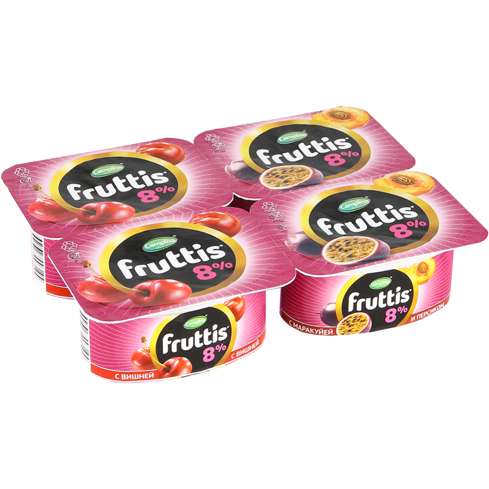 Йогуртный продукт «Fruttis» персик-маракуйя, вишня, 8%, 115 г #3