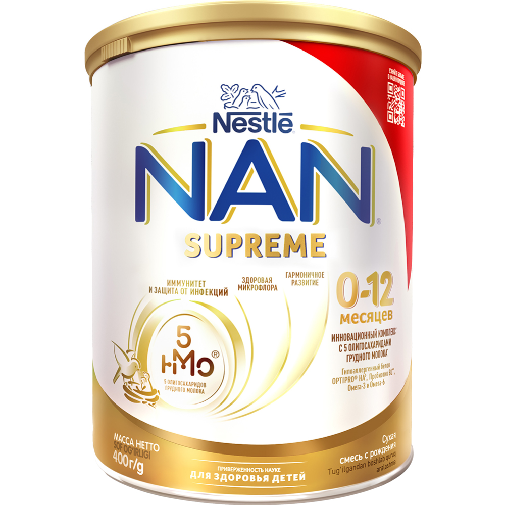 Адап­ти­ро­ван­ная мо­лоч­ная смесь «NAN Supreme» с олигосахаридами, для детей до 12 ме­ся­цев, 400 г #0