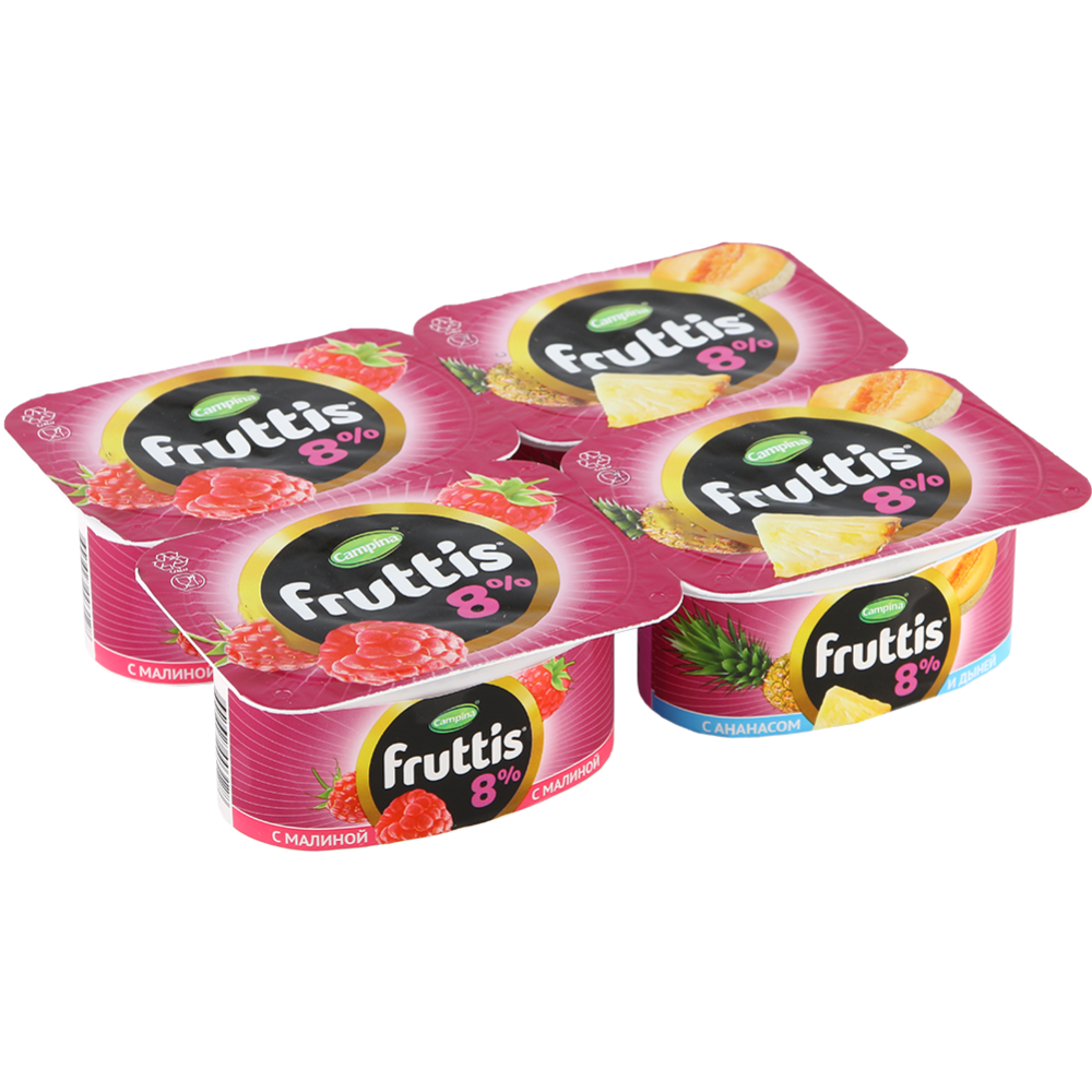 Йогуртный продукт «Fruttis» Суперэкстра, ананас-дыня, малина, 8.0%, 115 г #2