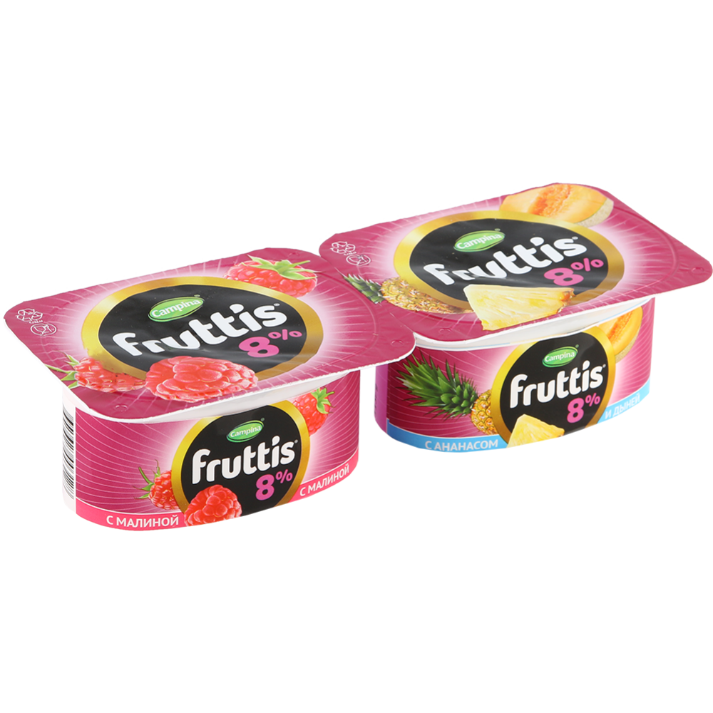 Йогуртный продукт «Fruttis» Суперэкстра, ананас-дыня, малина, 8.0%, 115 г #3