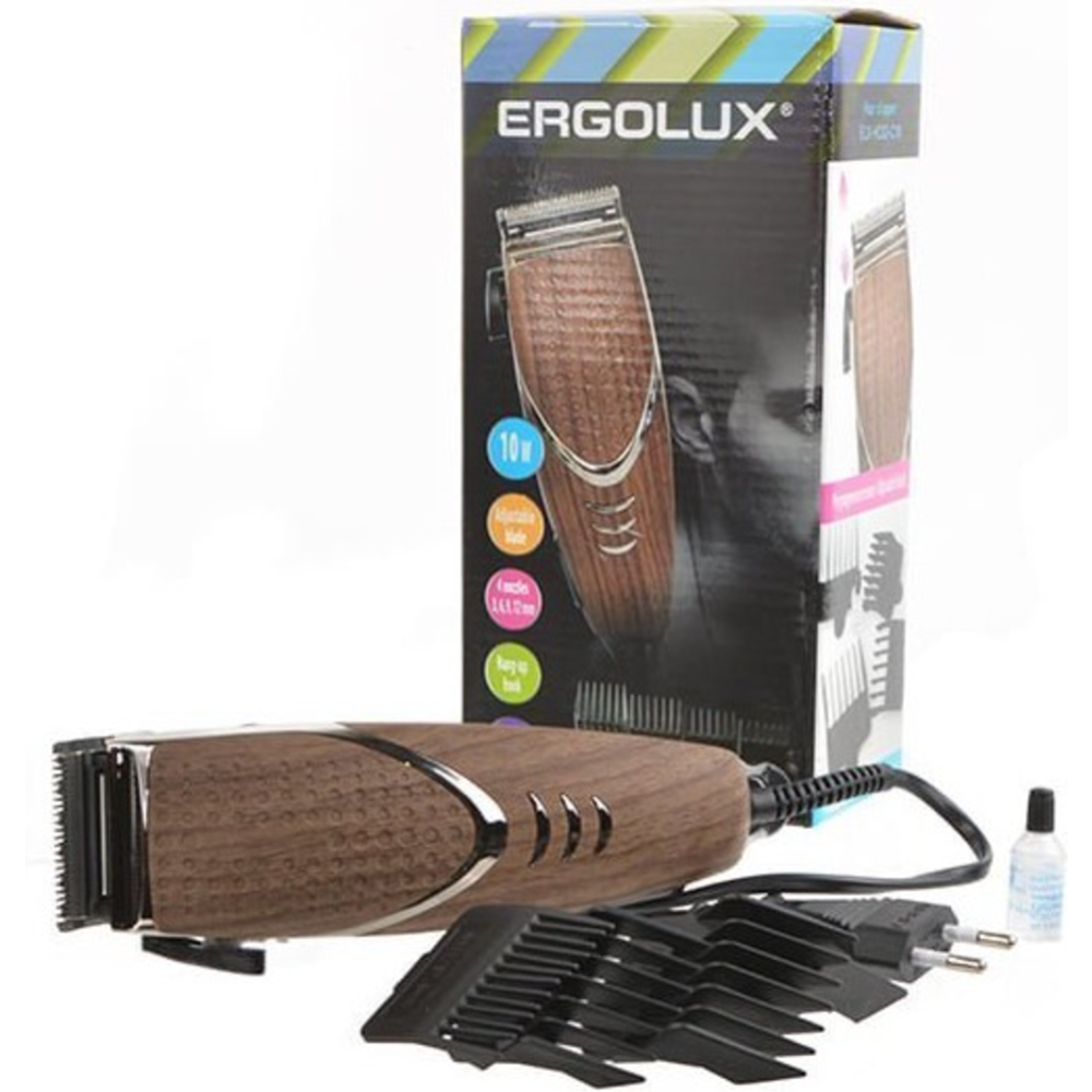 Машинка для стрижки «Ergolux» ELX-HC02-C10, 13961, коричневое дерево