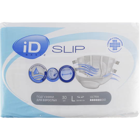 Подгузники для взрослых «iD» Slip Basic, размер L, 30 шт