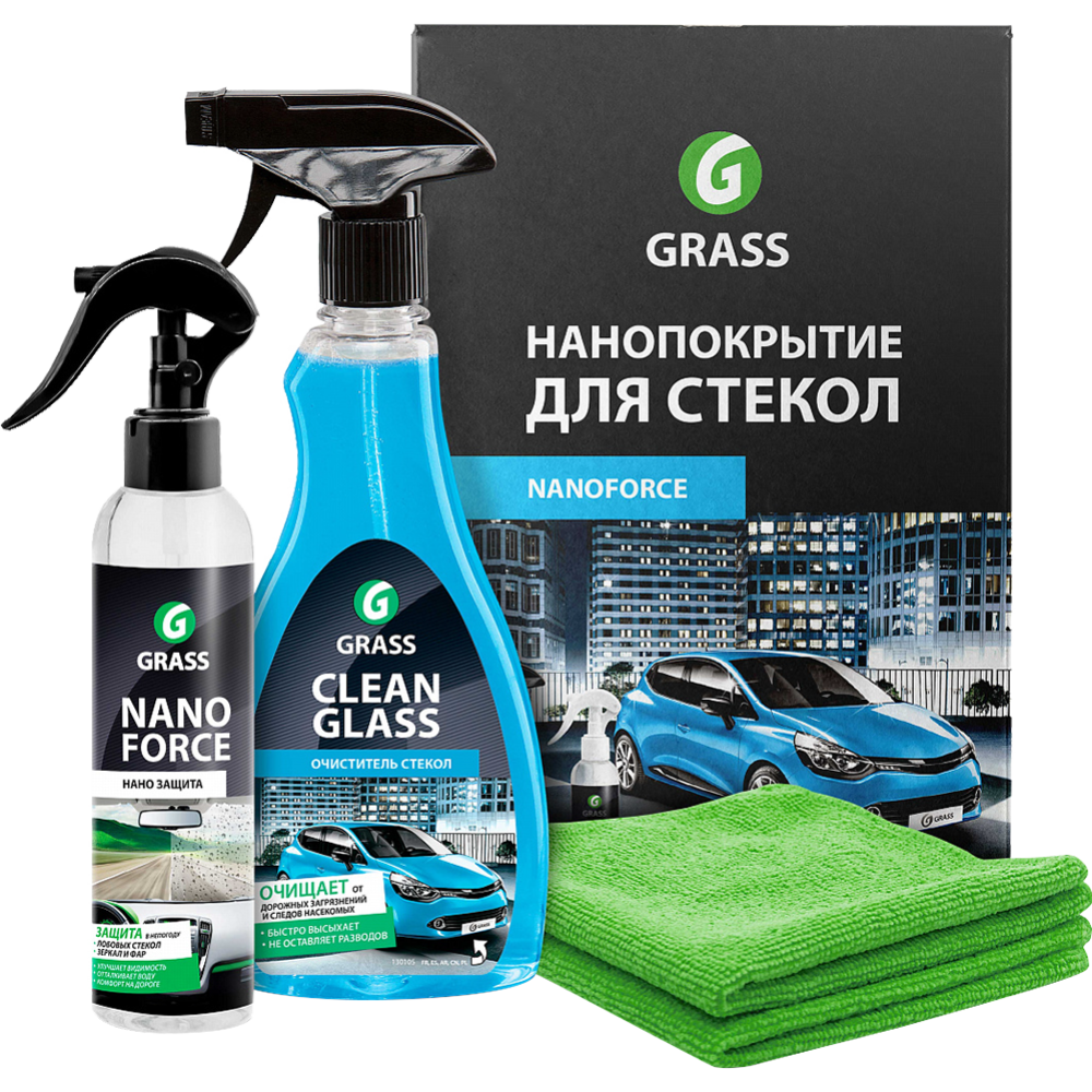 Набор автохимии «Grass» Нанопокрытие для стекол, NanoForce, NF05, 6 предметов