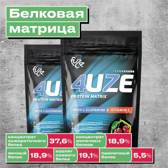 Мультикомпонентный протеин Фьюз+Glutamine Вишневый пирог 750гр