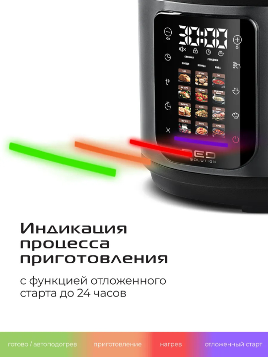 Мультиварка пароварка 5 литров RED Solution COLORSENSE M4100, 860 Вт