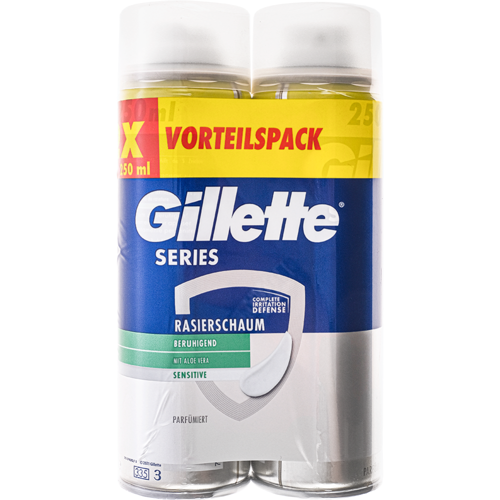 Пена для бритья «Gillette» Sensitive skin, с экстрактом алоэ, 2х250 мл