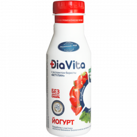Йогурт «Dia Vita» с экс­трак­том бе­ре­сты, клуб­ни­ка, алоэ вера, семена ба­зи­ли­ка, 1.5%, 280 г