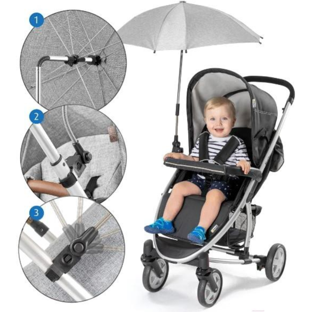 Зонт для коляски «Reer» ShineSafe+ SPF 50+, серый меланж, 84181