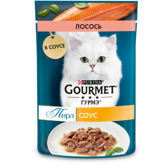 Корм для кошек «Gourmet» Perle, лосось в соусе, 26 х 75г