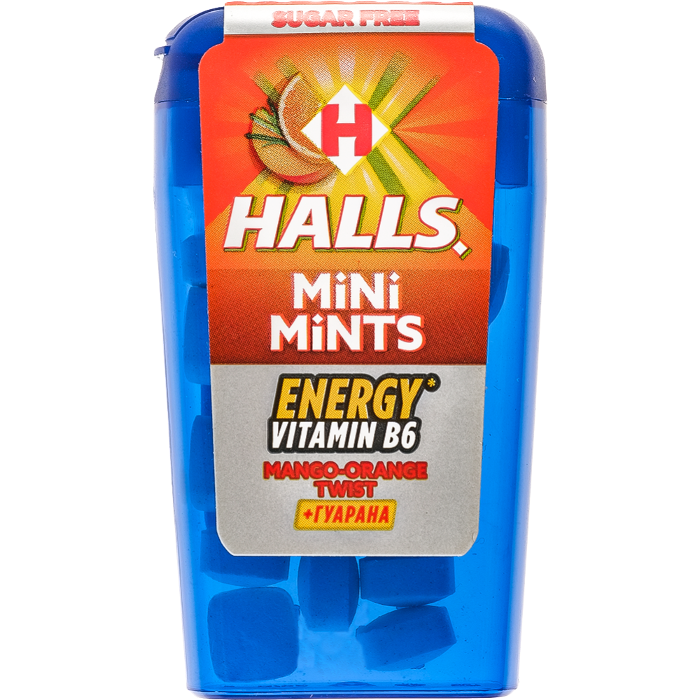 Конфеты «Halls» Mini mints, со вкусом манго и апельсина, без сахара, 12.5 г