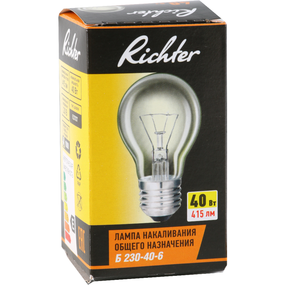 Лампа накаливания «Richter» 40 Вт