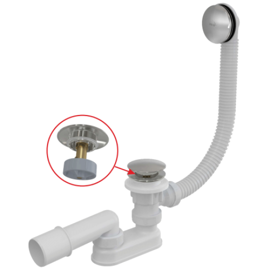 Сифон для ванны автомат, Клик/клак (Click/Clack), «Alcaplast» A504CKM-BL-01