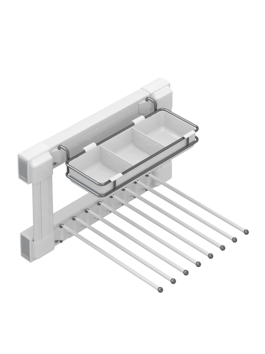 Вешалка для брюк c ячейками для мелочей выдвижная встраиваемая Starax S-6725-W (правая, белый)