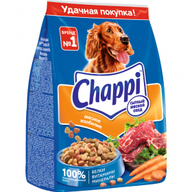 Корм для собак «Chappi» мясное изоби­лие с ово­ща­ми и тра­ва­ми, 600 г
