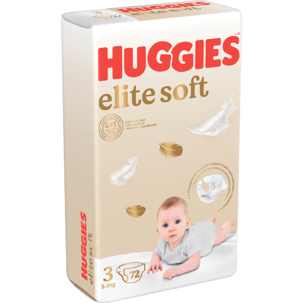 Подгузники детские «Huggies» Elite Soft, размер 3, 5-9 кг, 72 шт #1