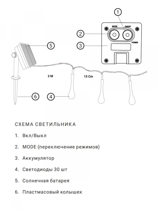Гирлянда уличная на солнечной батарее Капли садовая 6,35м .5040960