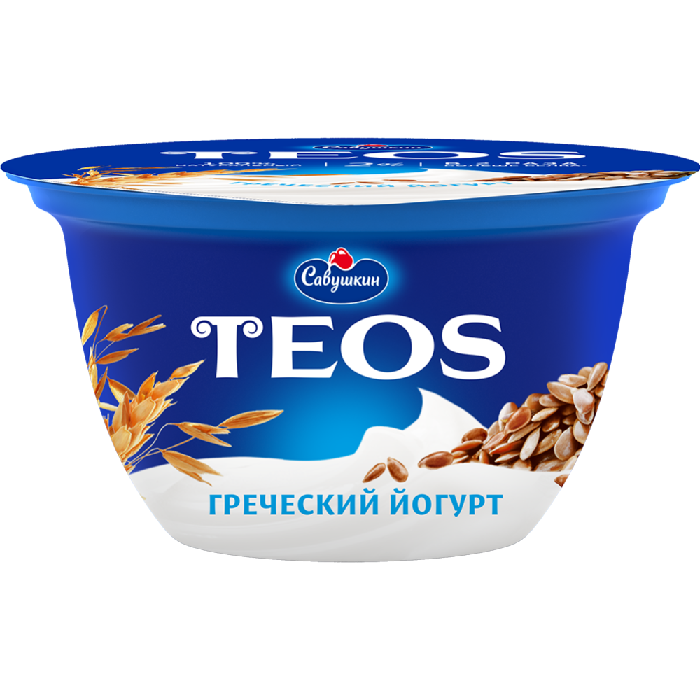 Йогурт греческий «Teos» злаки с клетчаткой льна, 2%, 140 г #0