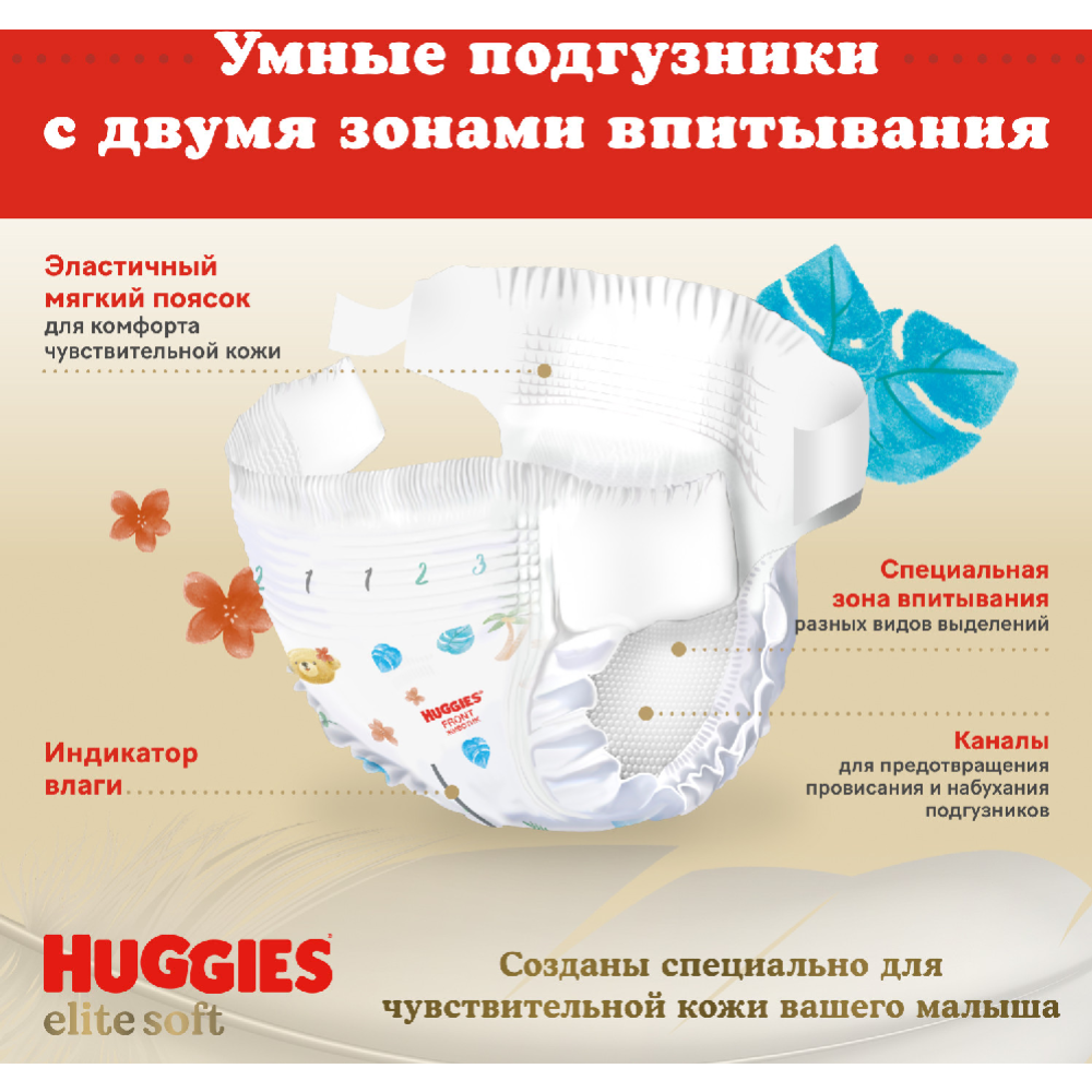 Подгузники детские «Huggies» Elite Soft, размер 4, 8-14 кг, 54 шт