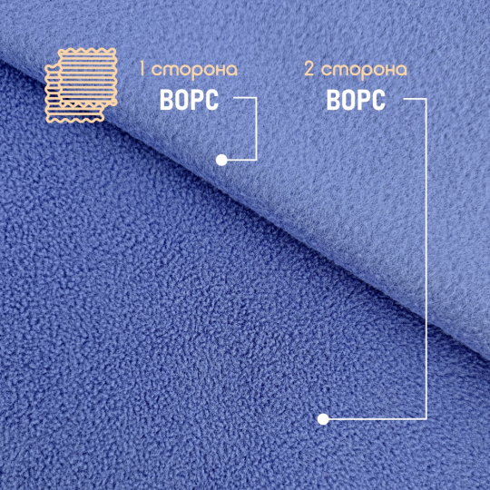 Флис ткань для шитья, односторонний антипиллинг сине-фиолетовый 280 г/м2. 50*50 см.