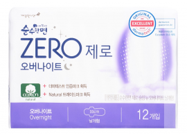 Хлопковые женские ночные гигиенические прокладки 12шт KLEANNARA SOONSOOHANMYEON ZERO Sanitary Pаds, Overnight