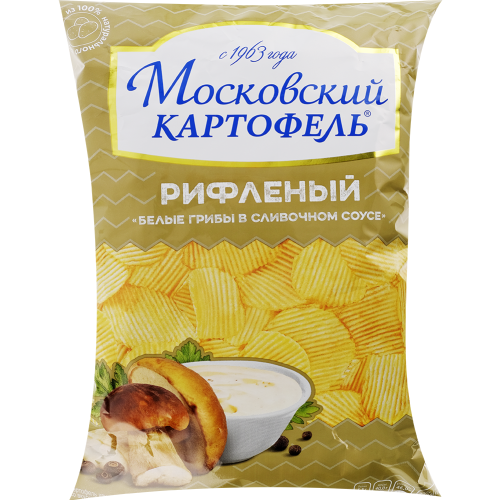 Чипсы рифлёные «Московский Картофель» белые грибы в сливочном соусе, 130 г  купить в Минске: недорого, в рассрочку в интернет-магазине Емолл бай