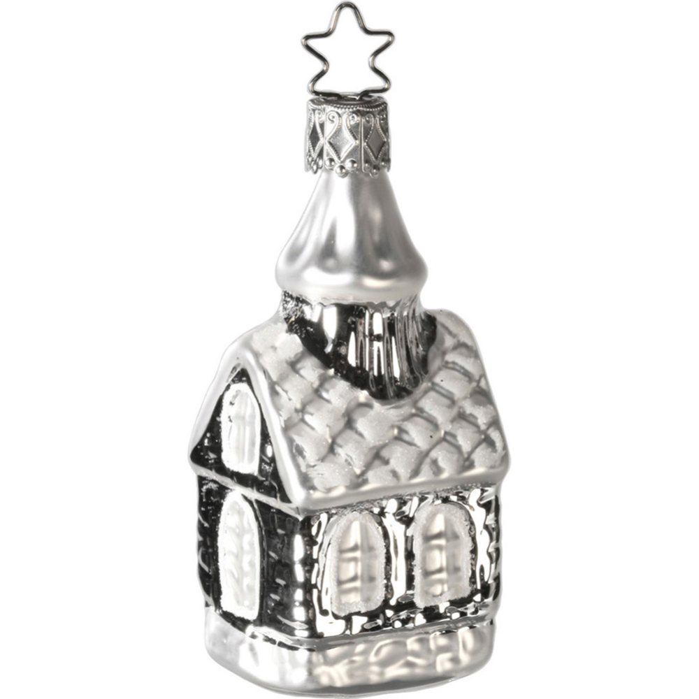 Игрушка елочная «Inge's Christmas» Silver and White Elegance, Домик, 10054S014, 9 см