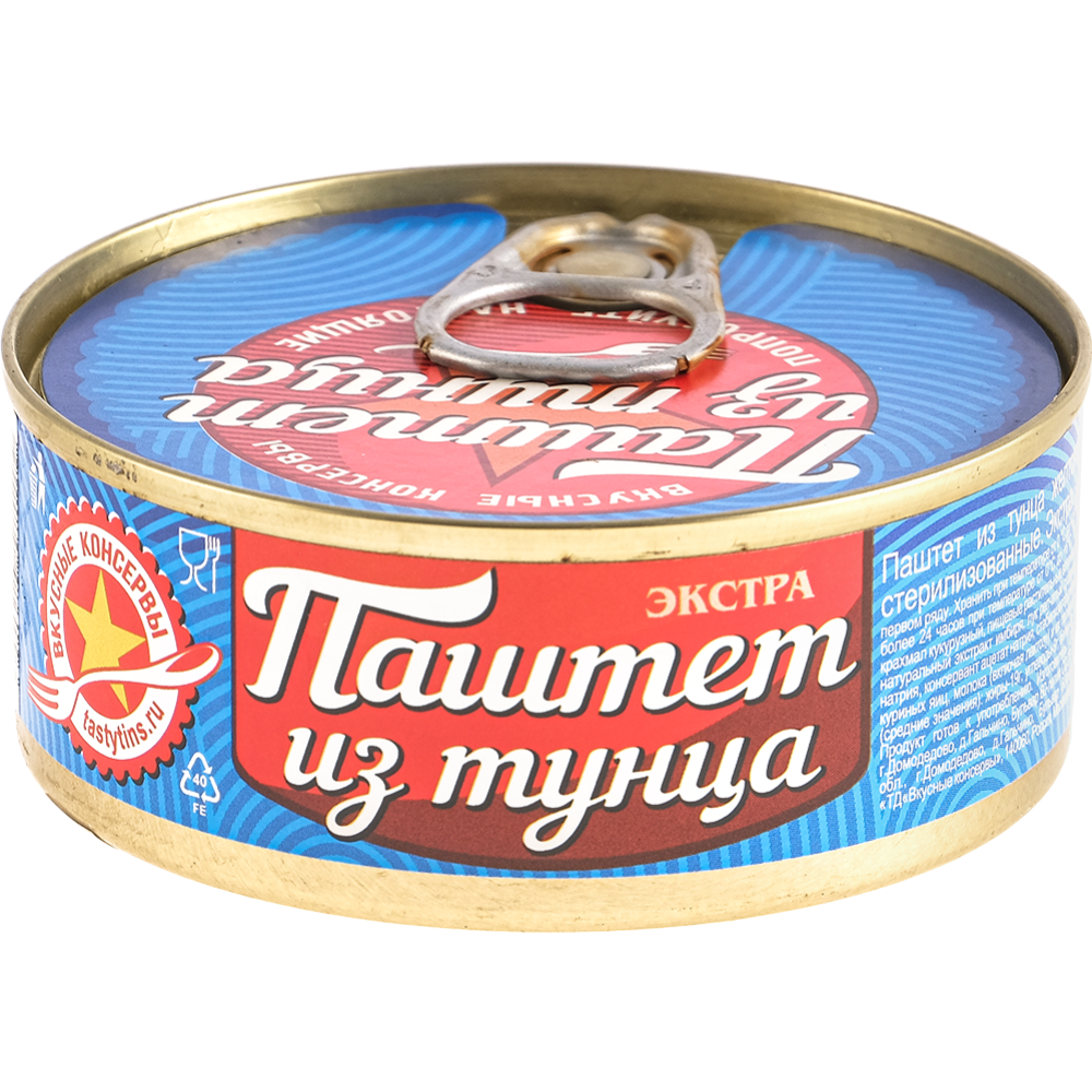 Паштет «Вкус­ные кон­сер­вы» из тунца жел­то­пе­ро­го, 100 г