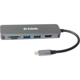 Док-станция «D-Link» DUB-2327/A1A, USB Type-C, 2 x USB3.0, USB Type-C/PD 3.0, HDMI, SD, microSD