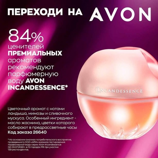 Парфюмерная вода Avon Incandessence, для нее, 50 мл