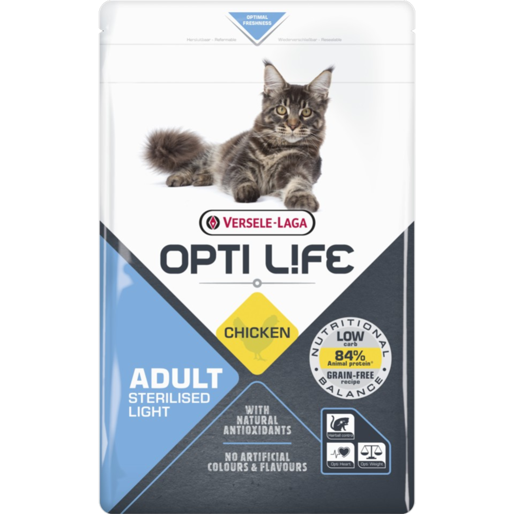 Корм для кошек «Opti Life» Cat, полнорационный, для стерилизованных кошек, курица, 441314, 1 кг