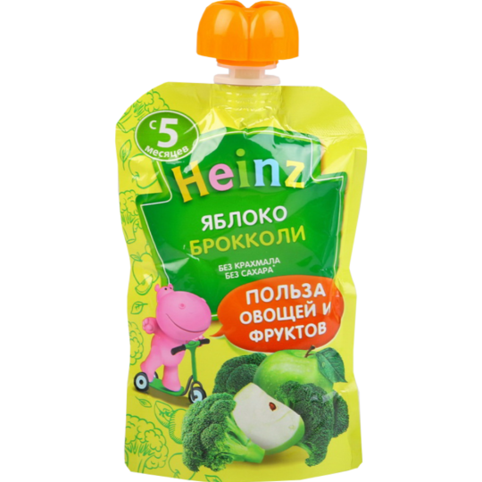 Пюре фруктово-овощное «Heinz» яблоко и брокколи, 90 г