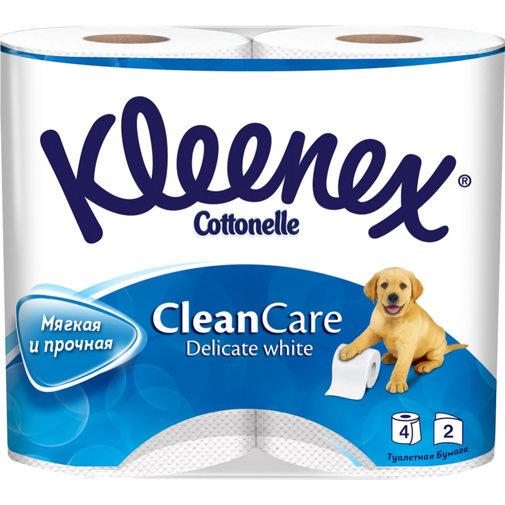 Туалетная бумага «Kleenex» белая, двухслойная, 4 рулона