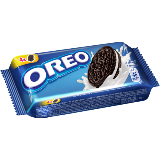 Печенье «Oreo» с какао и кремовой начинкой ванильного вкуса, 38 г