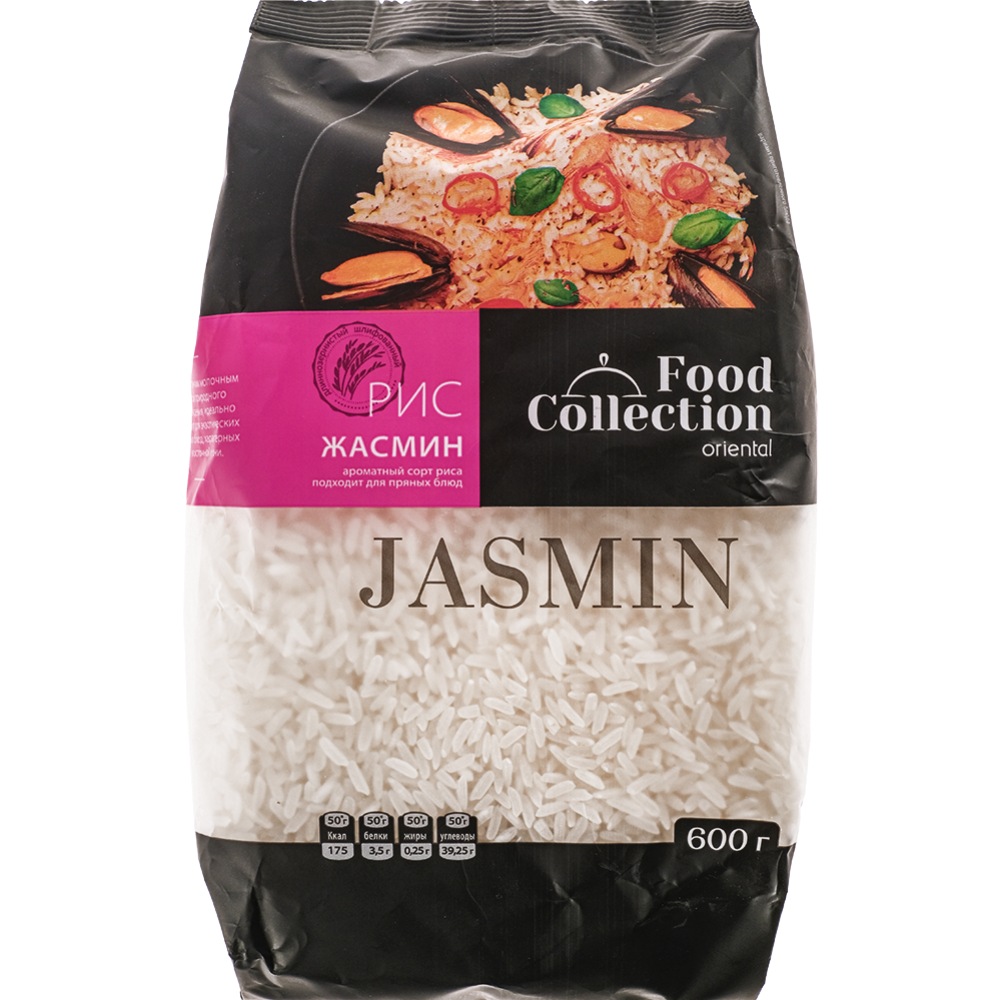 Рис «Food Collection» Жасмин, длиннозернистый, шлифованный, 600 г #0